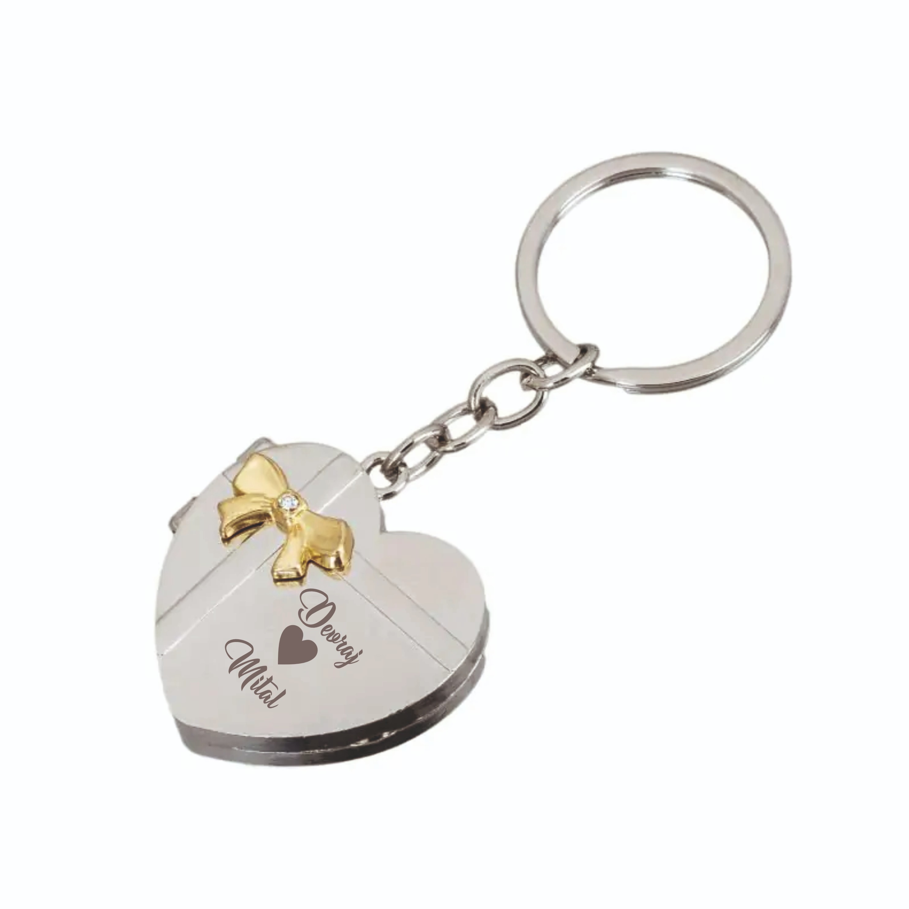K19  2 Side Metal Heart Sep Book Keychain